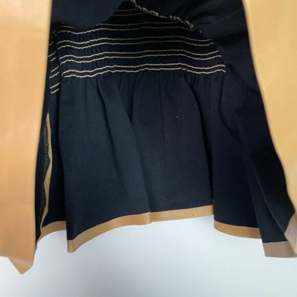 A.L.C. Jenny Smocked Vegan Faux Leather Mini Skirt Petite Grain Tan 4 - Picture 7 of 9